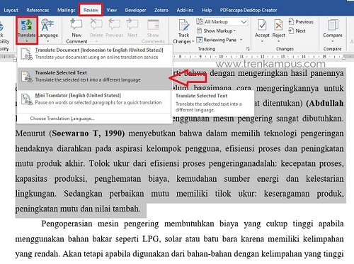 Terjemahan indonesia inggris ke indonesia